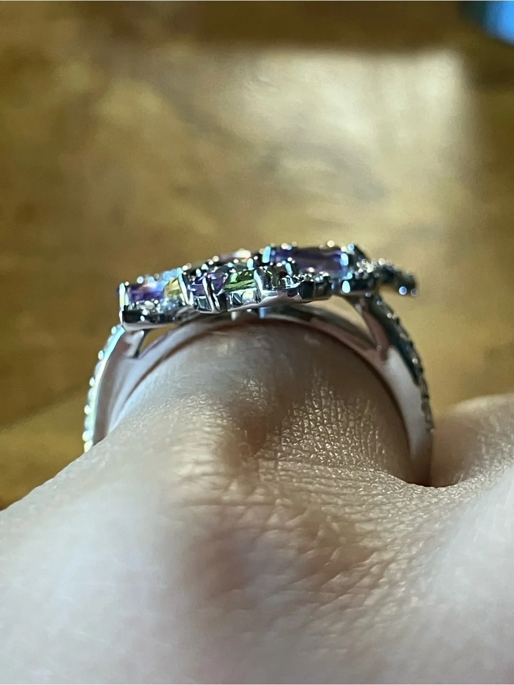 Natural Multi Gemstone Butterfly Ring Size 6.75